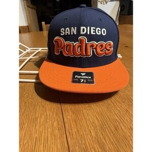 San Diego Padres‎ Fitted Hat 7 3/8 Fanatics Navy Orange MLB Baseball Cap NWT